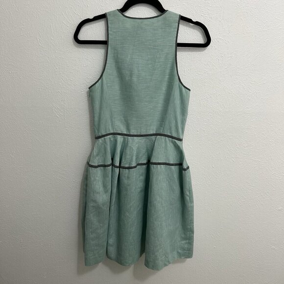 Armani Exchange Light Green Fit And Flare Dress Size 6 Flared Skirt Linen Blend - Picture 6 of 10